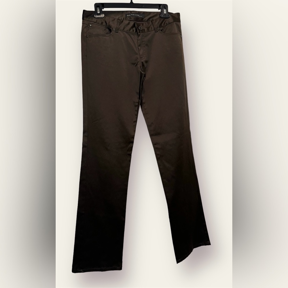 🛍️SALE🛍️ Zara Basic Satin Jeans / Pants / Trousers (Brown) - Picture 6 of 16